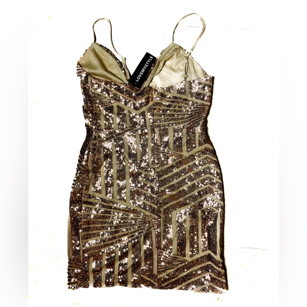 Sequin Gold Mini Dress 10 NWT New Years, Holiday, Party Dress, homecoming date - Picture 4 of 4